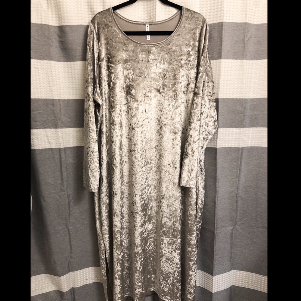 Silver Velvet Midi Dress